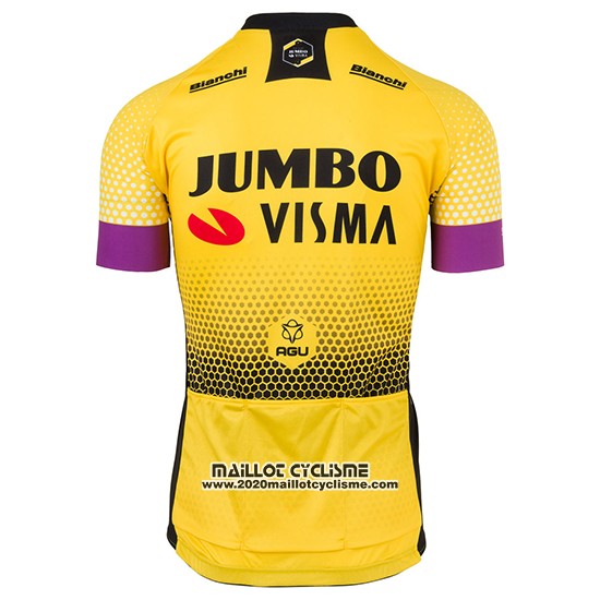 2019 Maillot Ciclismo Jumbo Visma Jaune Noir Manches Courtes et Cuissard